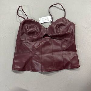 Women's Burgundy Leather Top